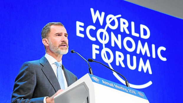 El Rey Felipe VI, el pasado miércoles, en su intervención en Davos (Suiza)